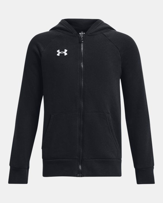 UA Rival Fleece-Hoodie mit durchgehendem Zip für Jungen, Black, pdpMainDesktop image number 0